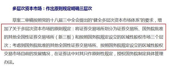 多层次资本市场：作出原则规定明确三层次
